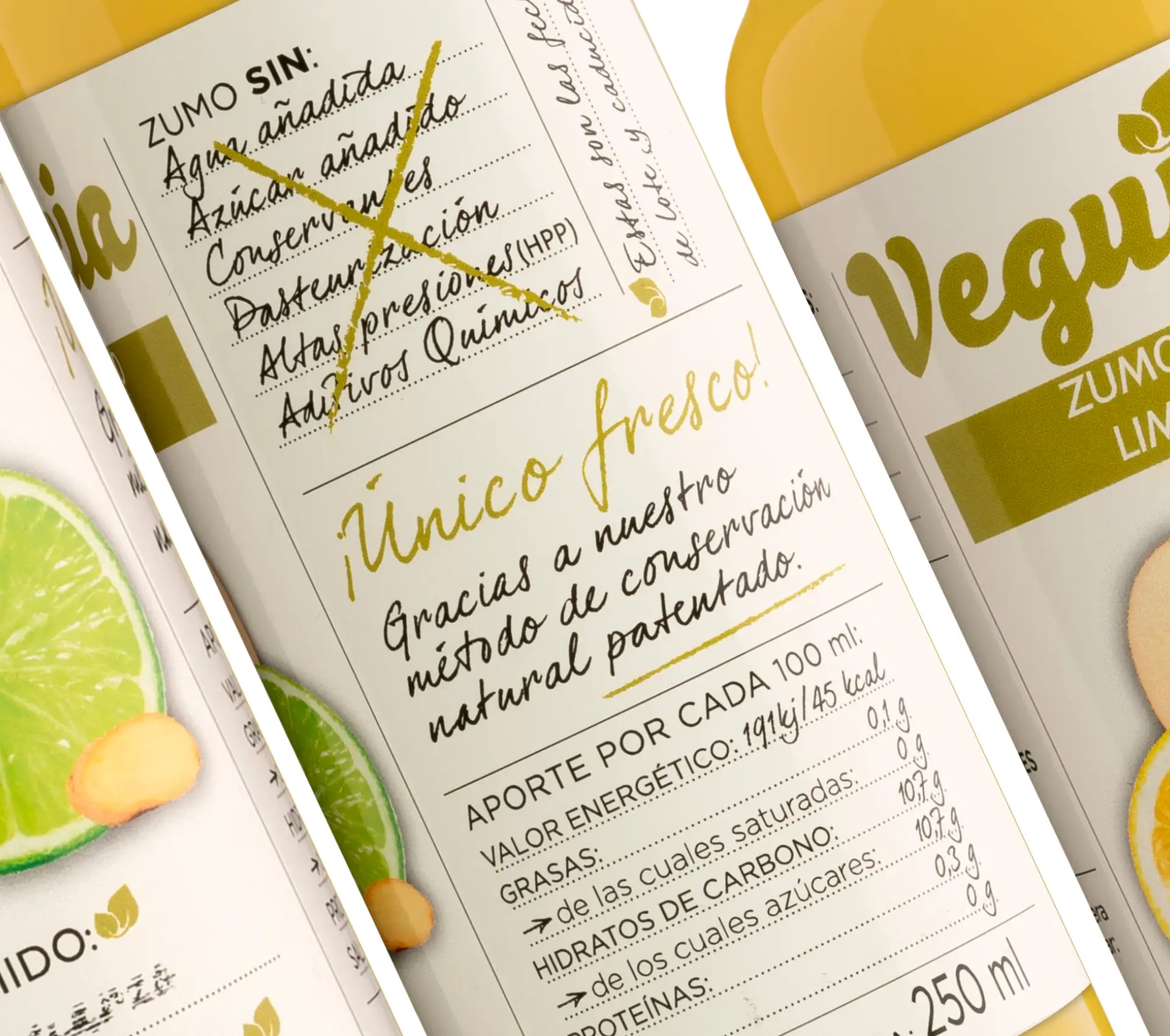 Vista posterior de los zumos de veguicia